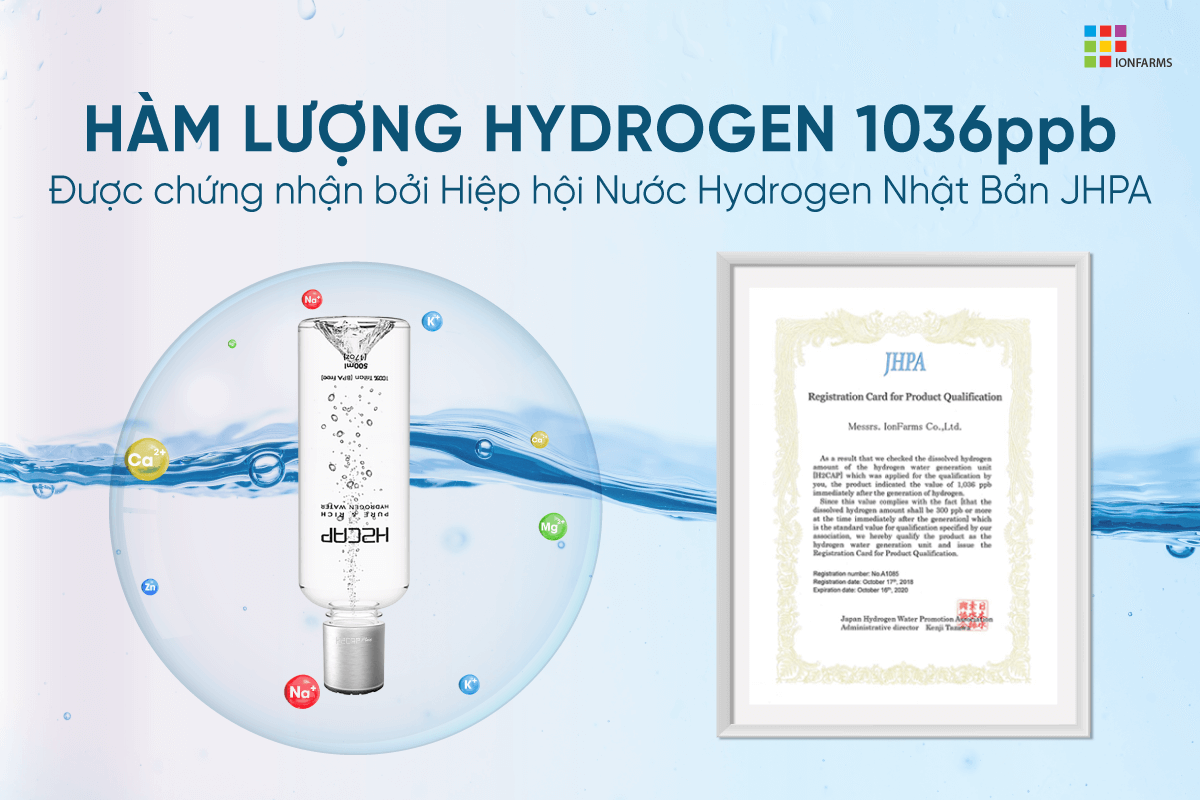 Máy tạo nước Hydro cầm tay IonFarms H2CAP Plus tạo Hydro cao
