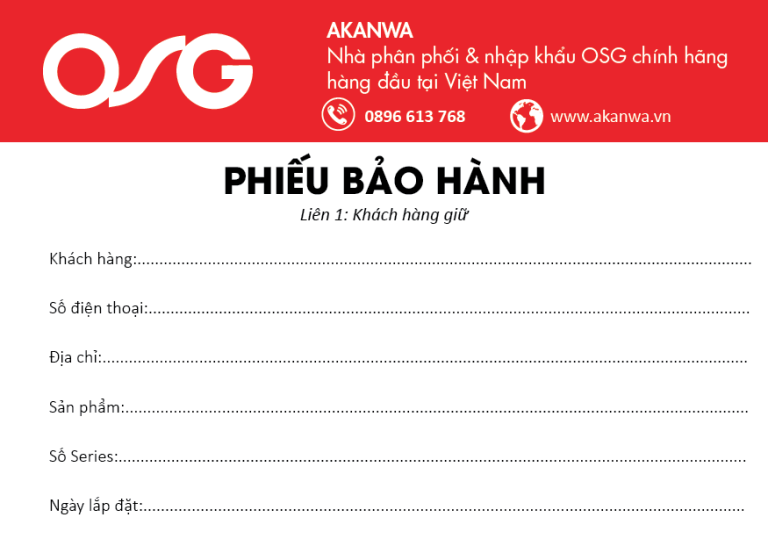 Chính sách bảo hành sản phẩm OSG