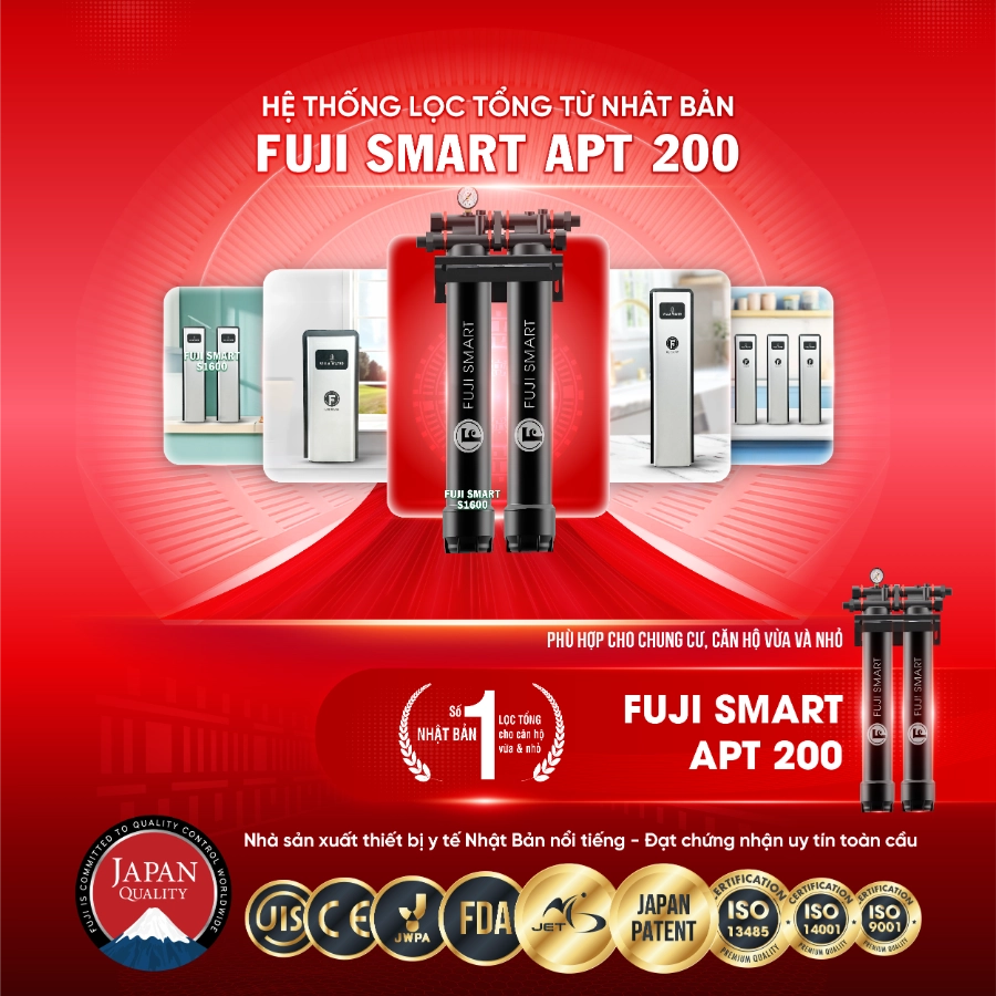 Hệ thống lọc tổng Fuji Smart APT 200 chuẩn y tế, sản xuất 100% tại Nhật Bản