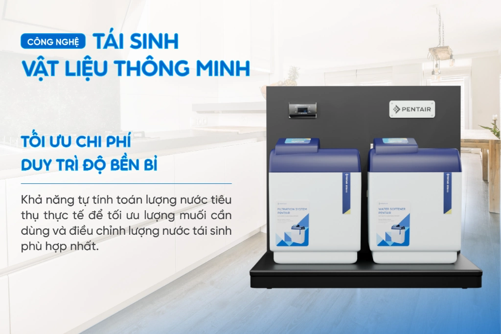 Pentair Softena Smart CS Midi sở hữu công nghệ tái sinh vật liệu thông minh – Tiết kiệm muối & nước vượt trội