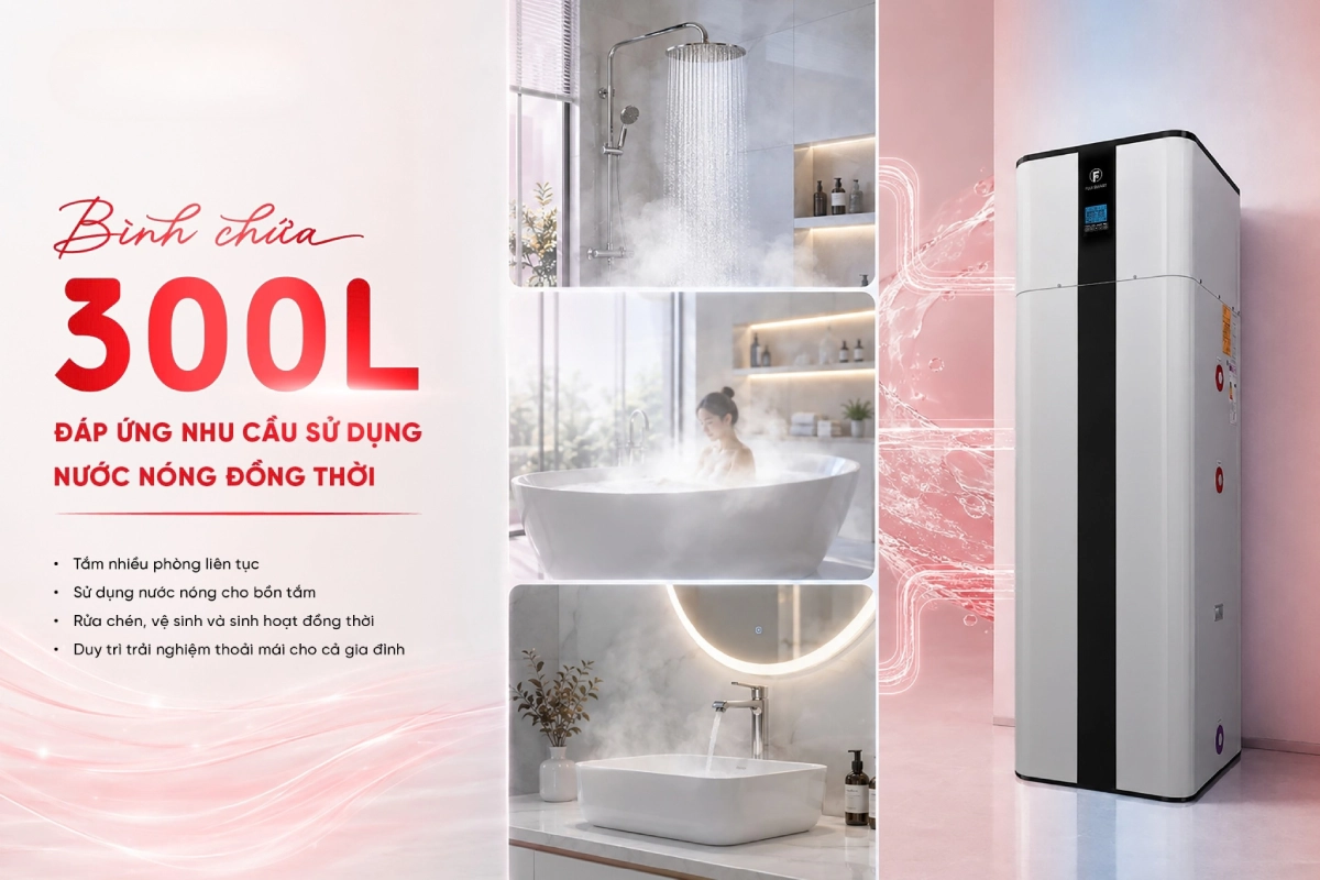 Máy bơm nhiệt heat pump Fuji Smart H800 dung tích 300l