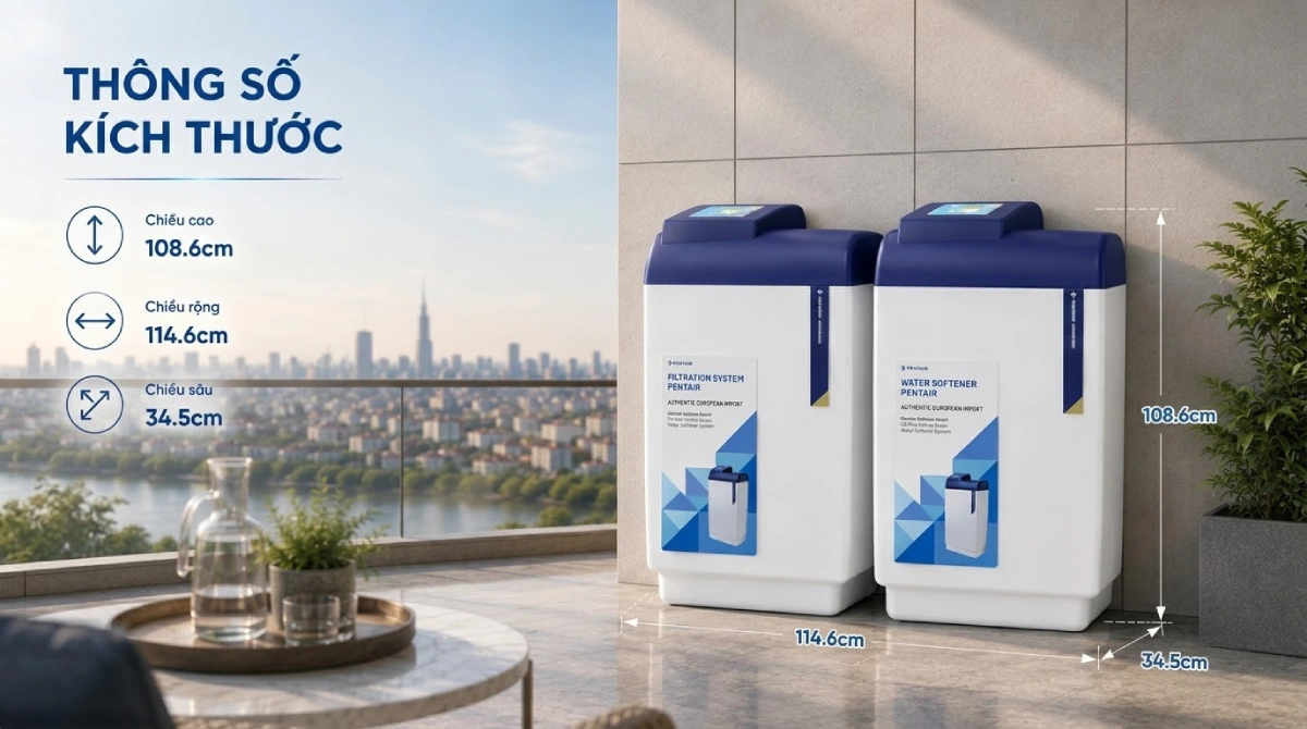 Thông số kỹ thuật hệ thống lọc tổng Pentair Softena Smart CS Maxi