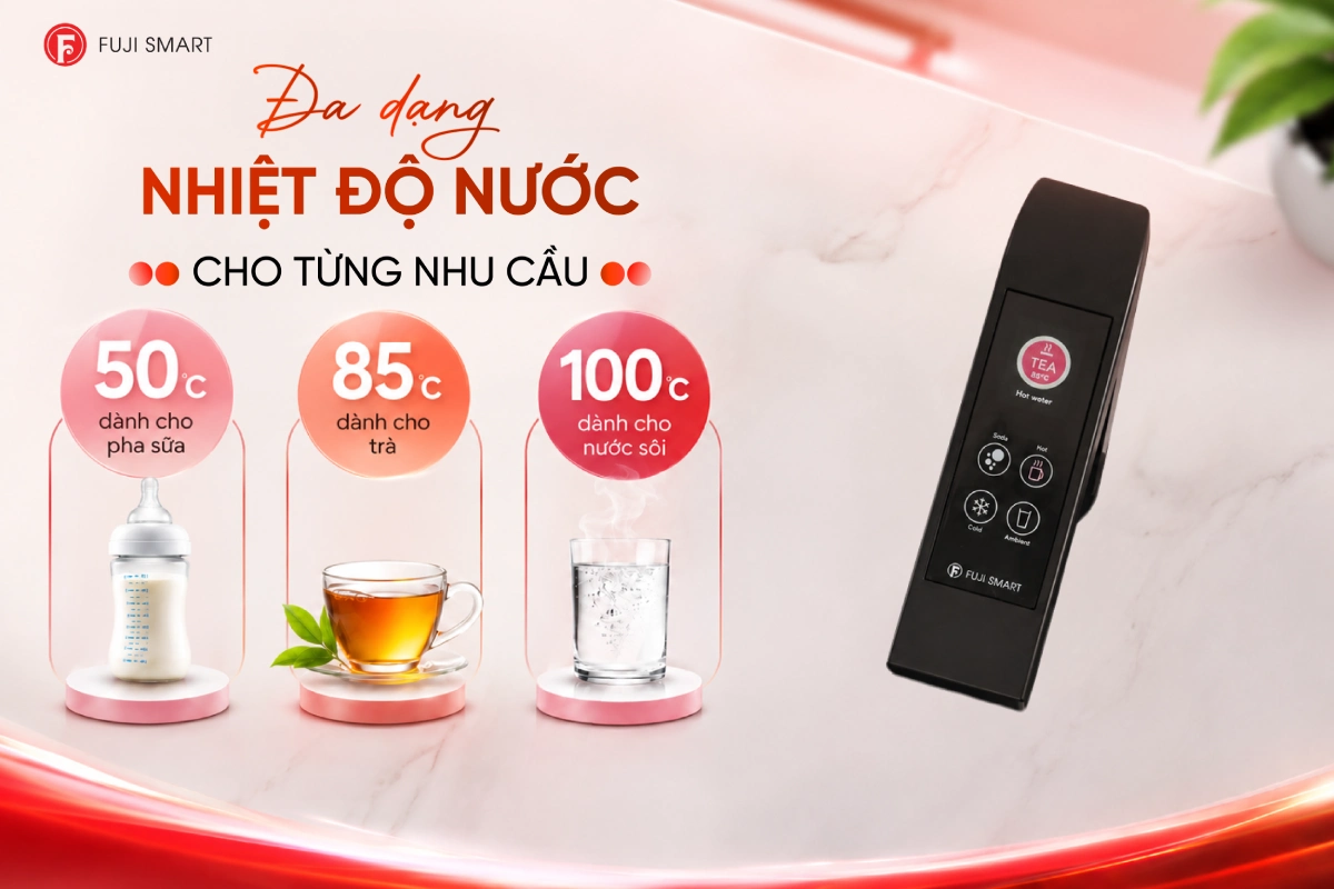 Máy lọc nước 4 trong 1 Fuji Smart The Barista - Vừa làm nóng/lạnh, vừa tạo nước soda